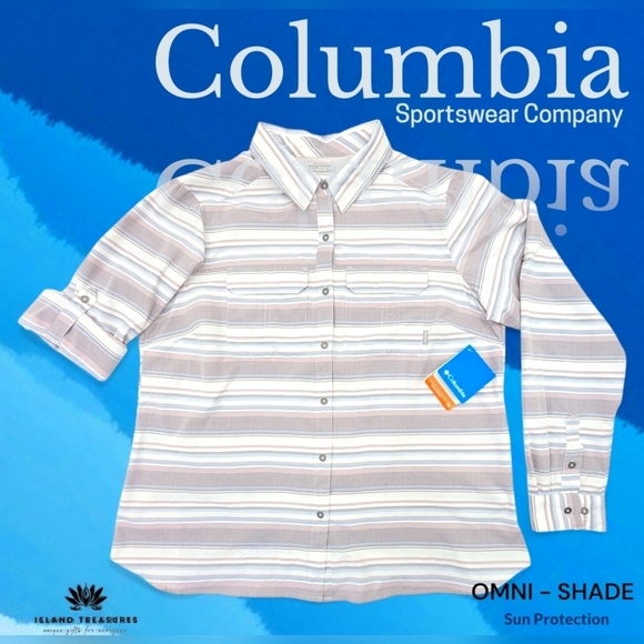 NWT- Columbia Pilsner Peak Convertible Sleeve Button Down Shirt in Cloudburst XL - Picture 1 of 17